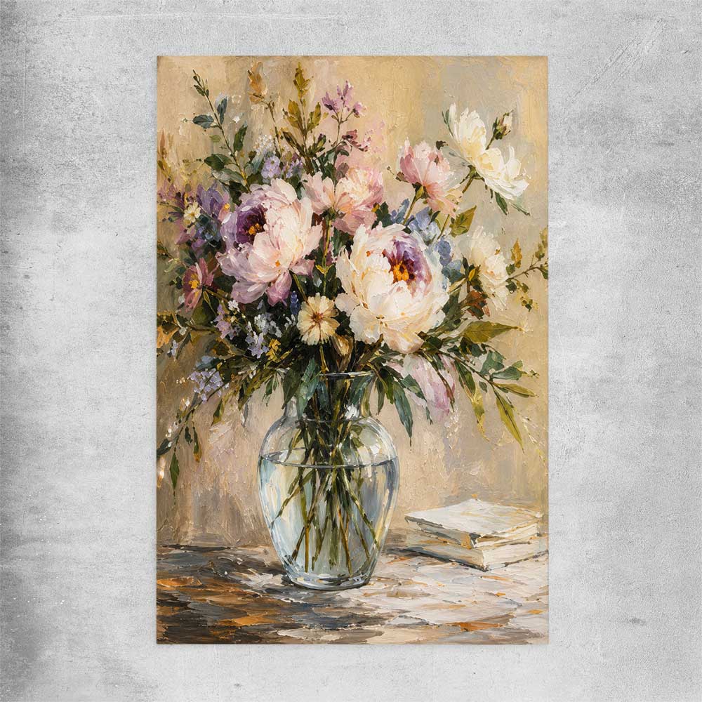 Floral print of Garden Peony on a rolled print