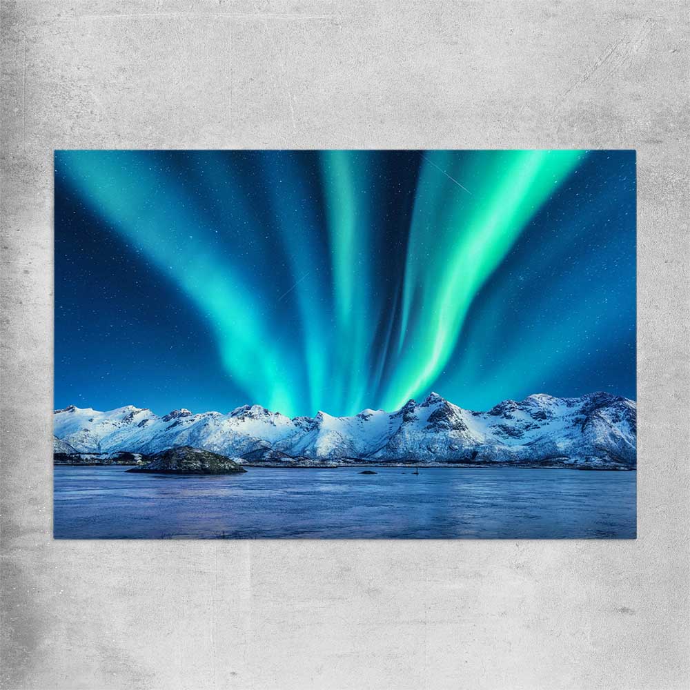 Floral print of Lofoten Aurora Norway on a rolled print