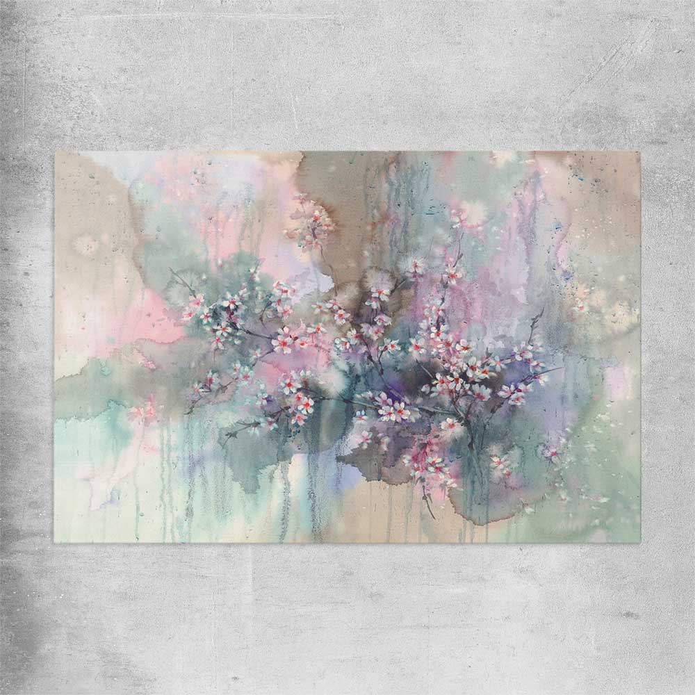 Floral print of Beautiful Sakura Flowers on a rolled print
