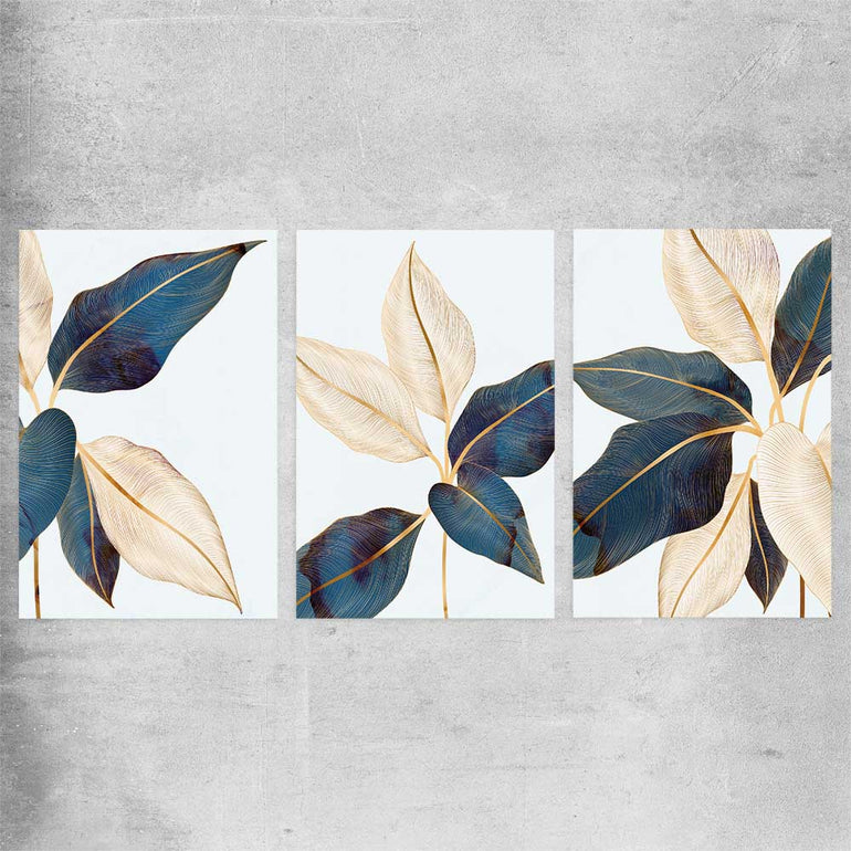 Floral print of Botanic Blue Set on a rolled print