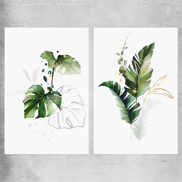 Floral print of Botanic Gold Pair on a rolled print