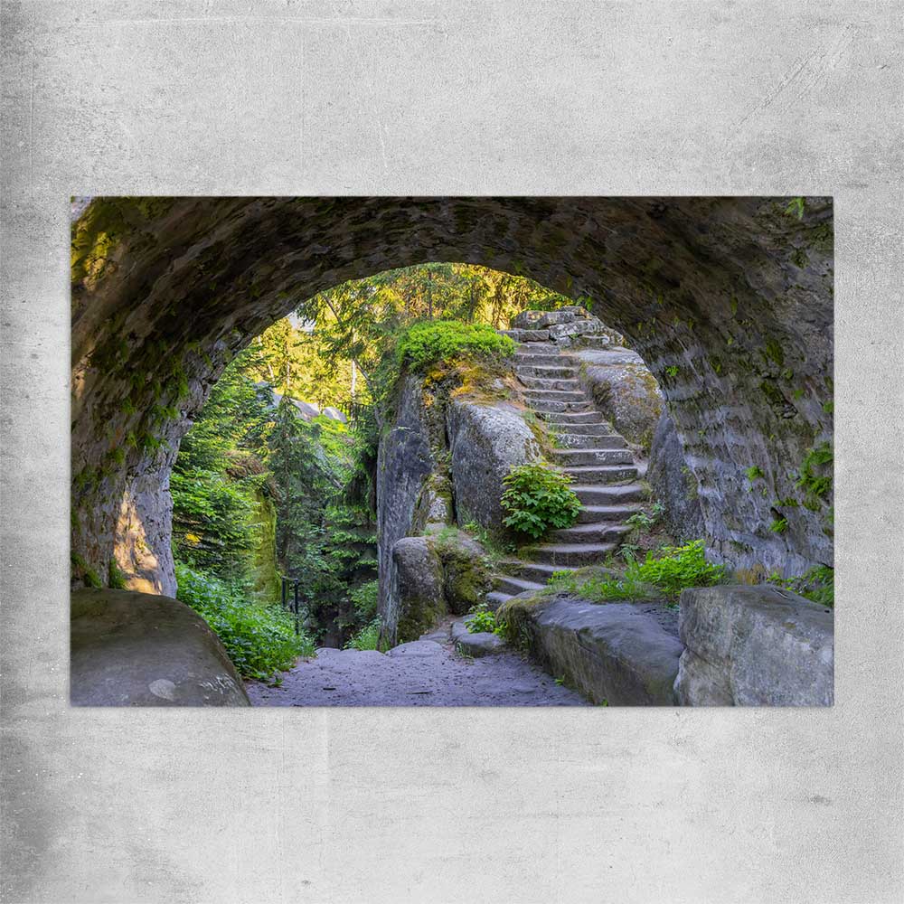 Floral print of Broumovske Steny Arch on a rolled print