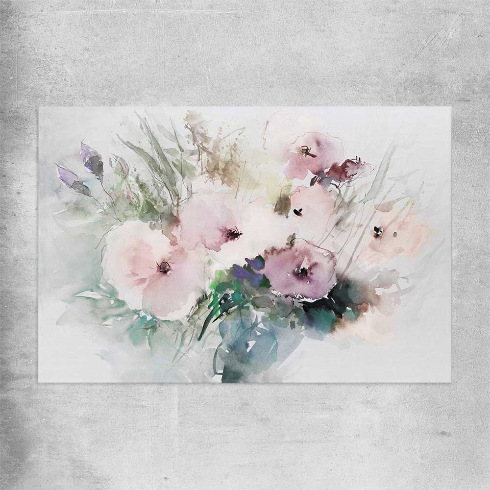 Floral print of Light Poppy Flowers on a rolled print