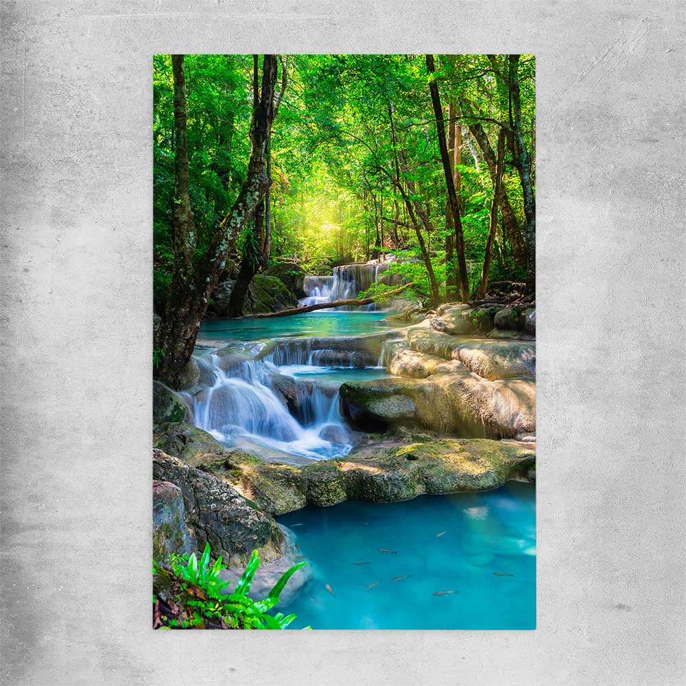 Floral print of Tropical Thailand Waterfall on a rolled print