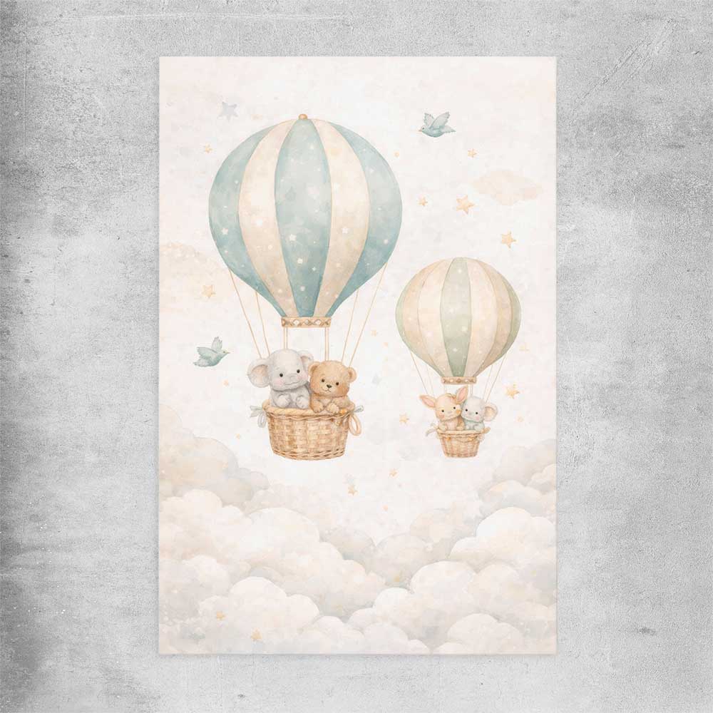 Floating Dreams rolled print is a nursery canvas wall art and print suited for childrens nursery area