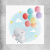 Flying Baby Elephant rolled print is a nursery canvas wall art and print suited for childrens nursery area