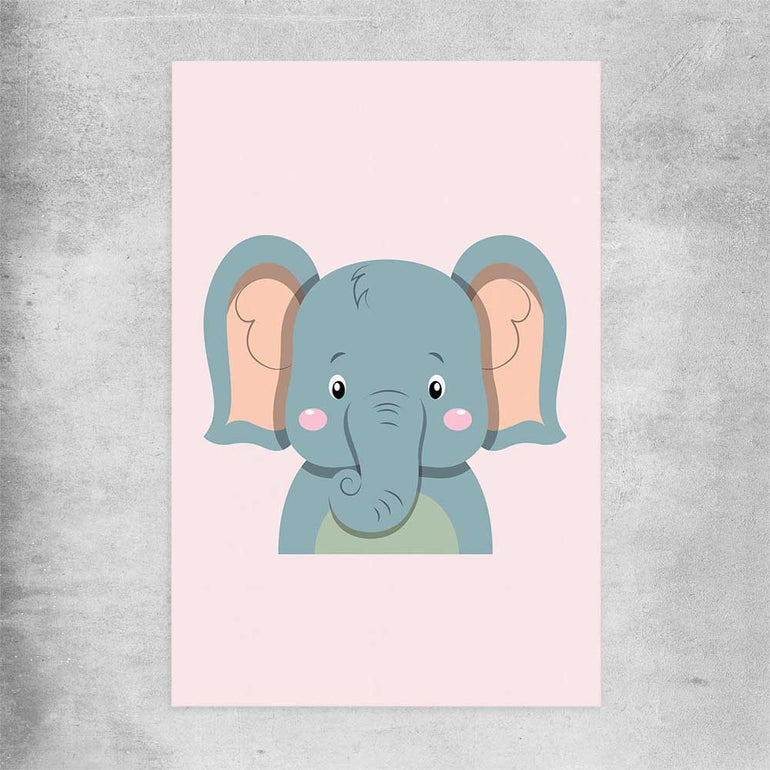 Friendly Elephant rolled print is a nursery canvas wall art and print suited for childrens nursery area