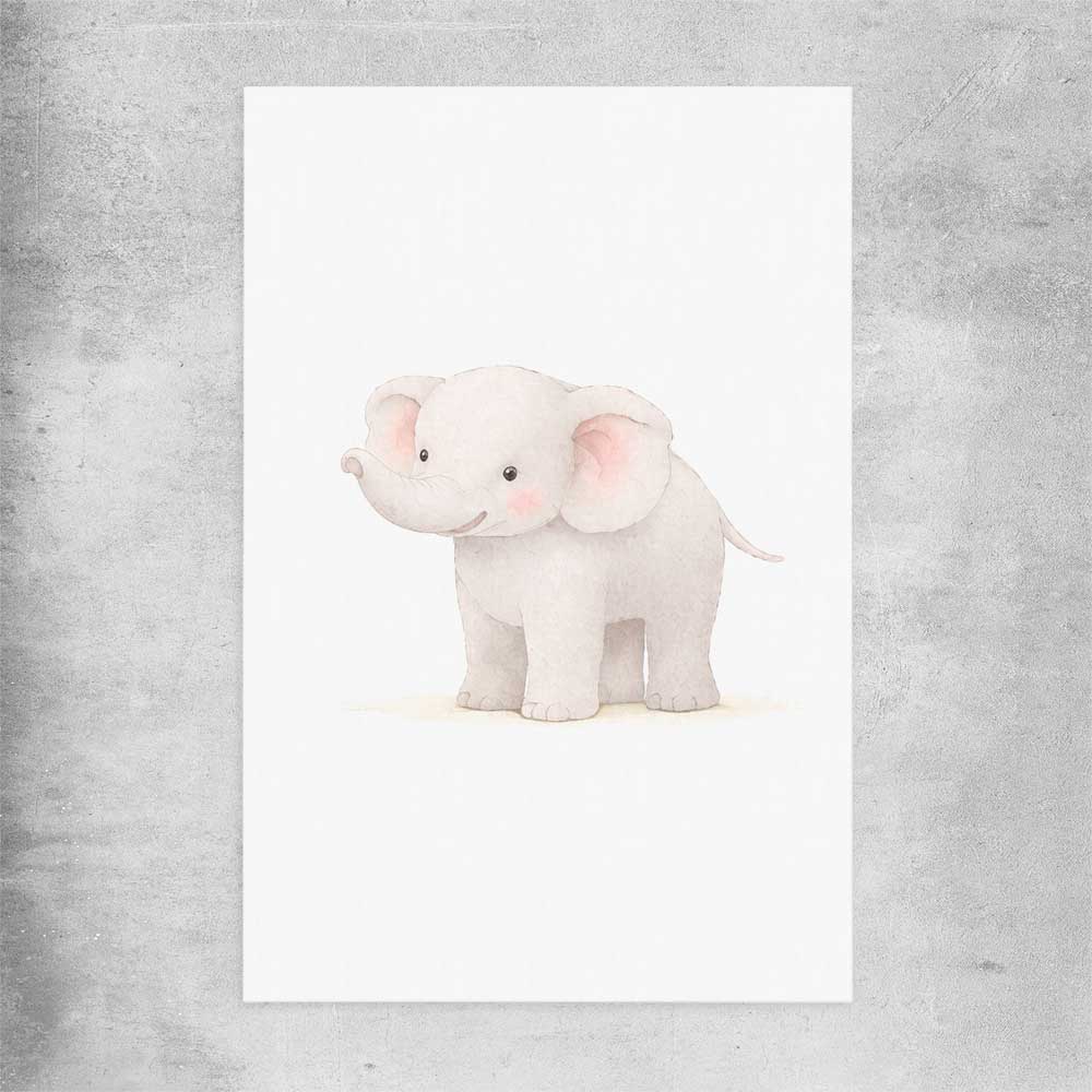 Little Elephant rolled print is a nursery canvas wall art and print suited for childrens nursery area