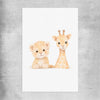 Little Safari Friends rolled print is a nursery canvas wall art and print suited for childrens nursery area