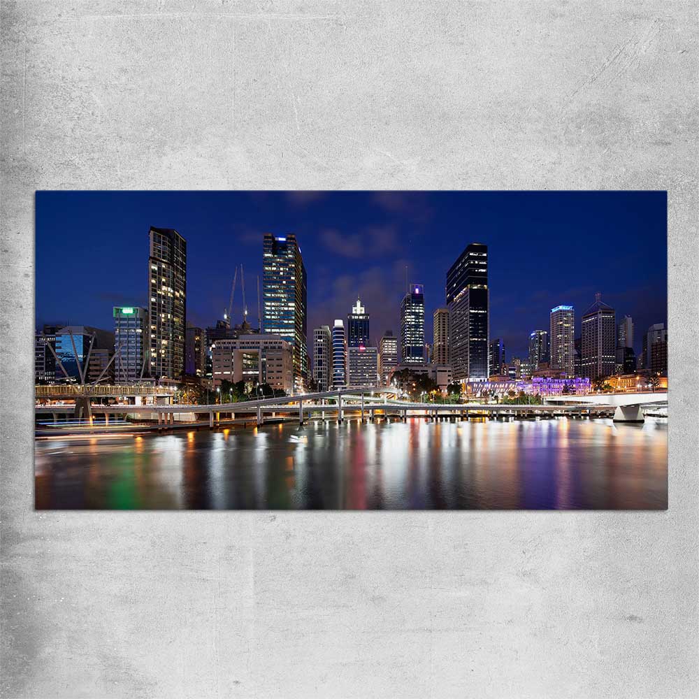 Brisbane Southbank Glow rolled print is a high quality print in our city skyline, travel prints and maps collection