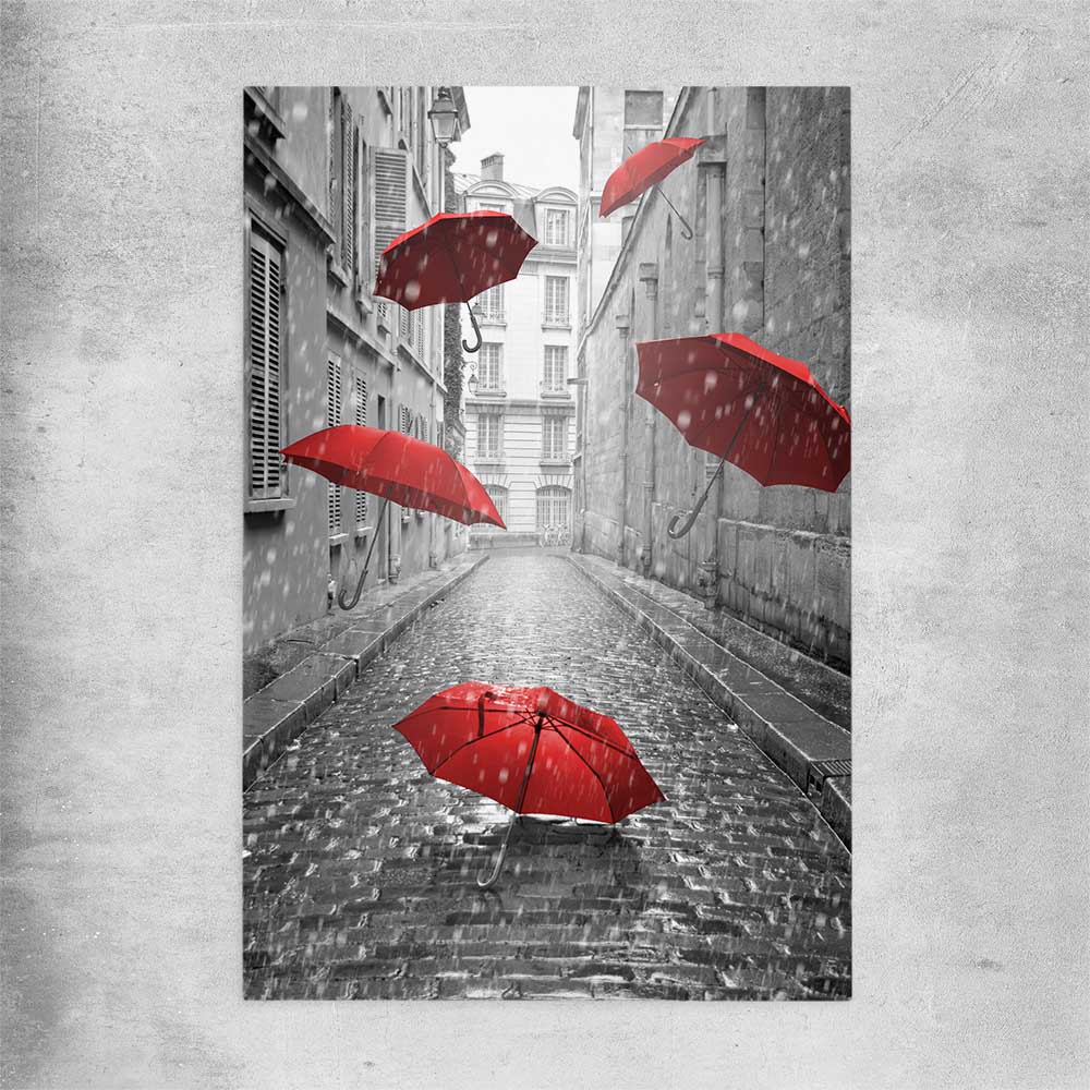 Flying Red Umbrellas rolled print is a high quality print in our city skyline, travel prints and maps collection