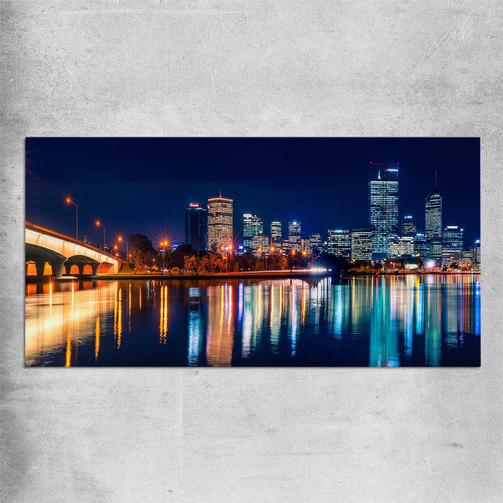 Perth Skyline Glow rolled print is a high quality print in our city skyline, travel prints and maps collection