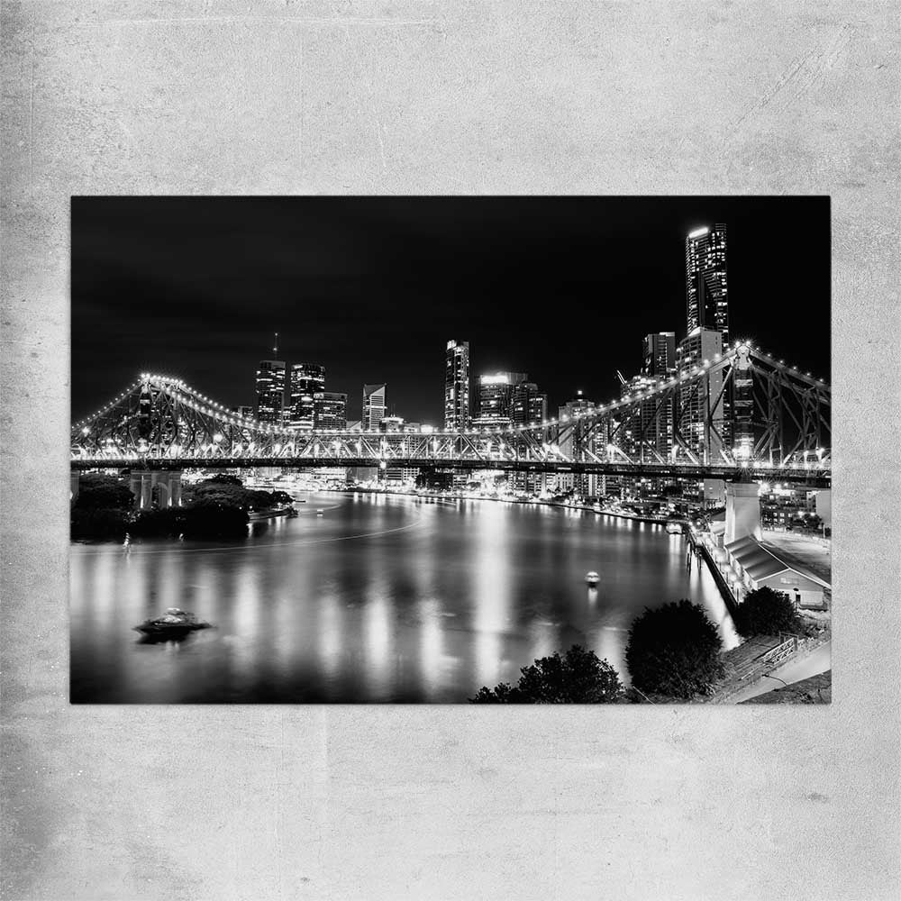 Story Bridge Monochrome rolled print is a high quality print in our city skyline, travel prints and maps collection