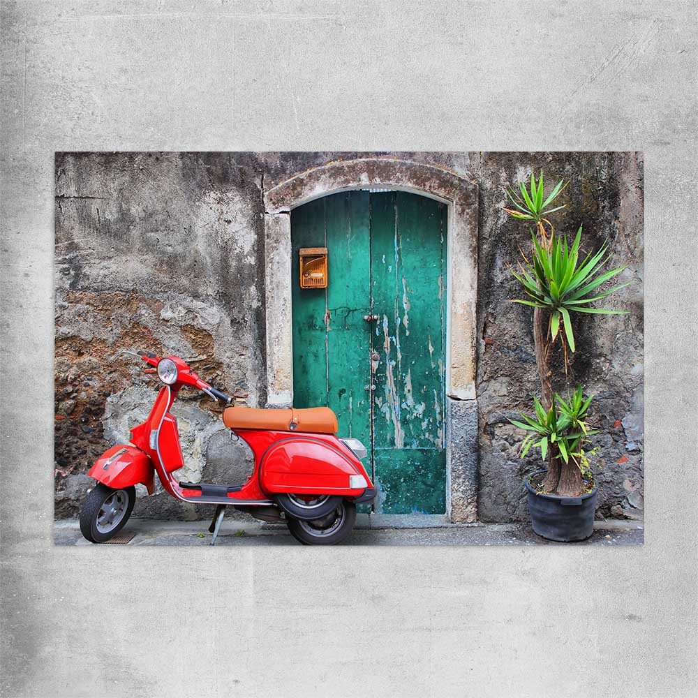 Vintage Red Scooter rolled print is a high quality print in our city skyline, travel prints and maps collection