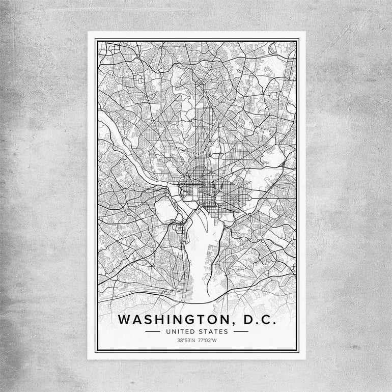Washington City rolled print is a high quality print in our city skyline, travel prints and maps collection