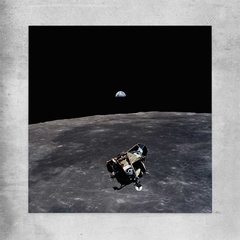 Space prints and wall art of Apollo 11 Earthrise on a rolled print