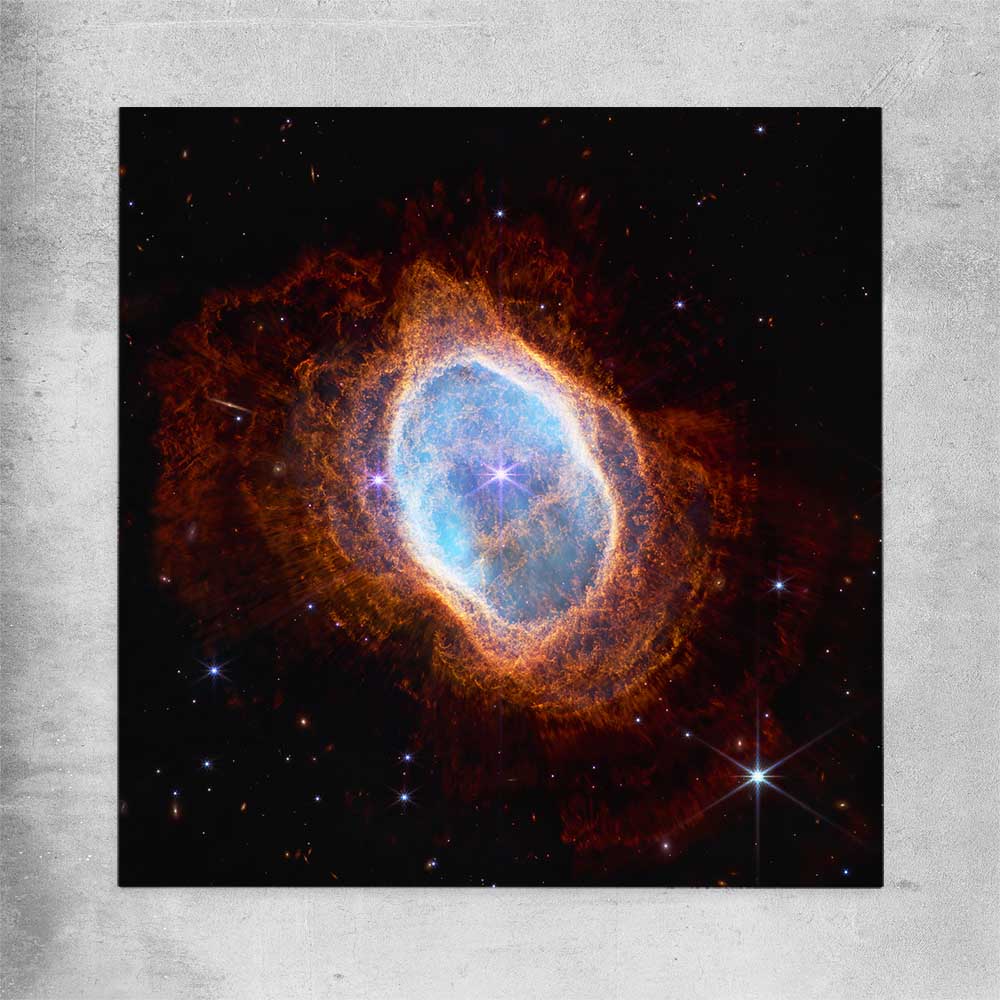 Space prints and wall art of Southern Ring Nebula on a rolled print