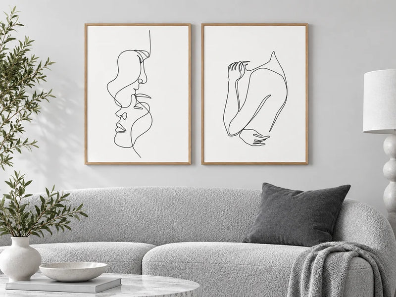 Warmth Pair wall art in a styled room, from the Printivart Fashion collection