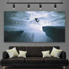 Inspirational wall art print of Risk It on a stretched canvas displayed in a room