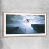 Inspirational wall art print of Risk It with raw oak glass front frame