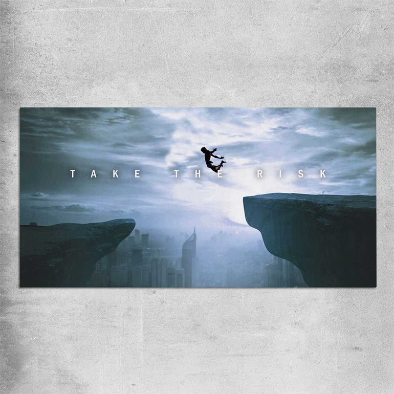 Inspirational wall art print of Risk It on a rolled print